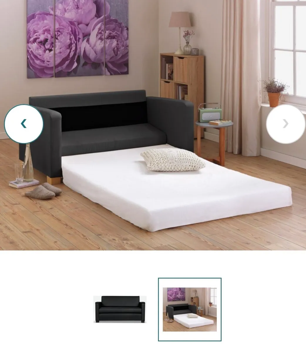 2-seater faux leather sofa bed - Image 2