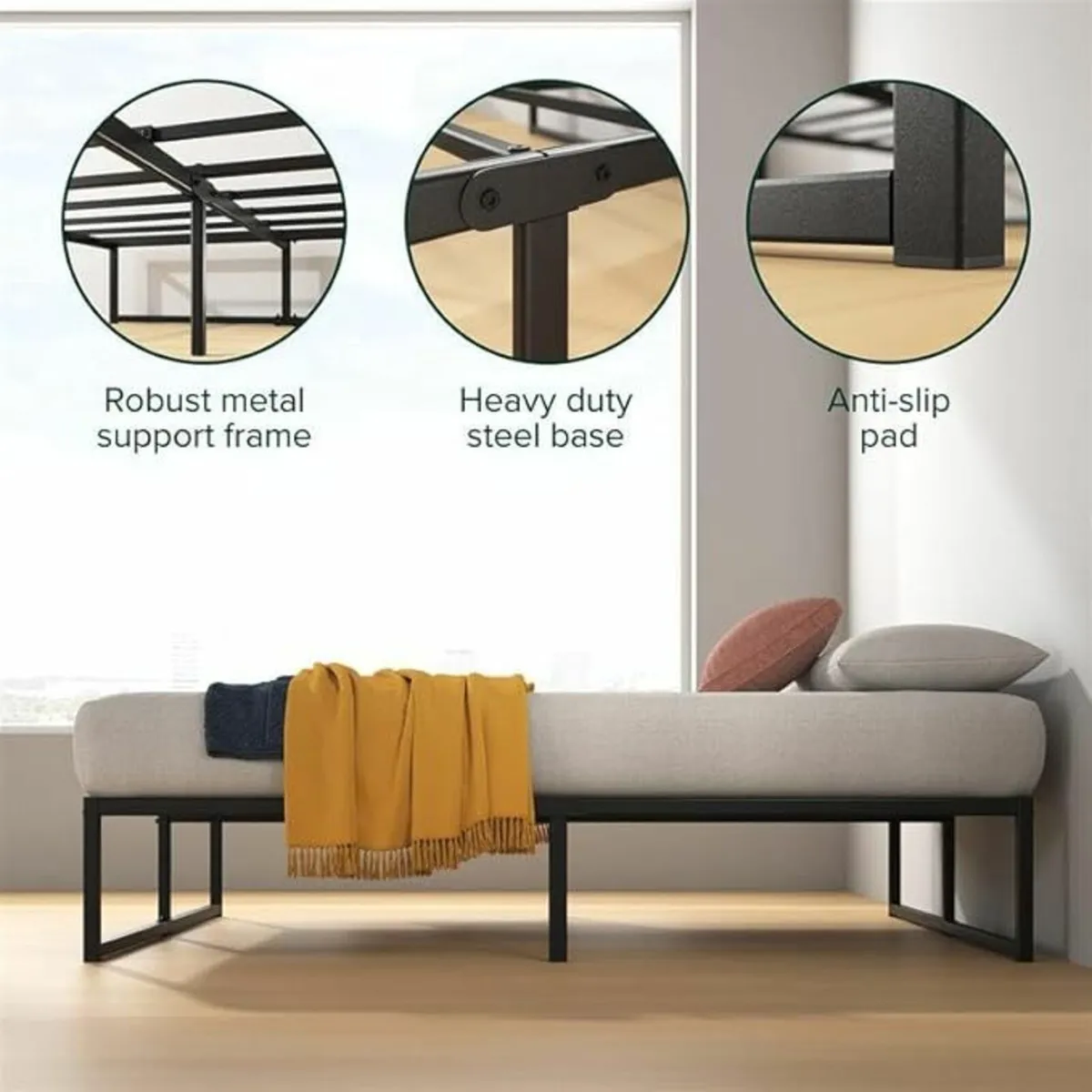 Double Bed frame 135x190 cm Underbed Storage - Image 3