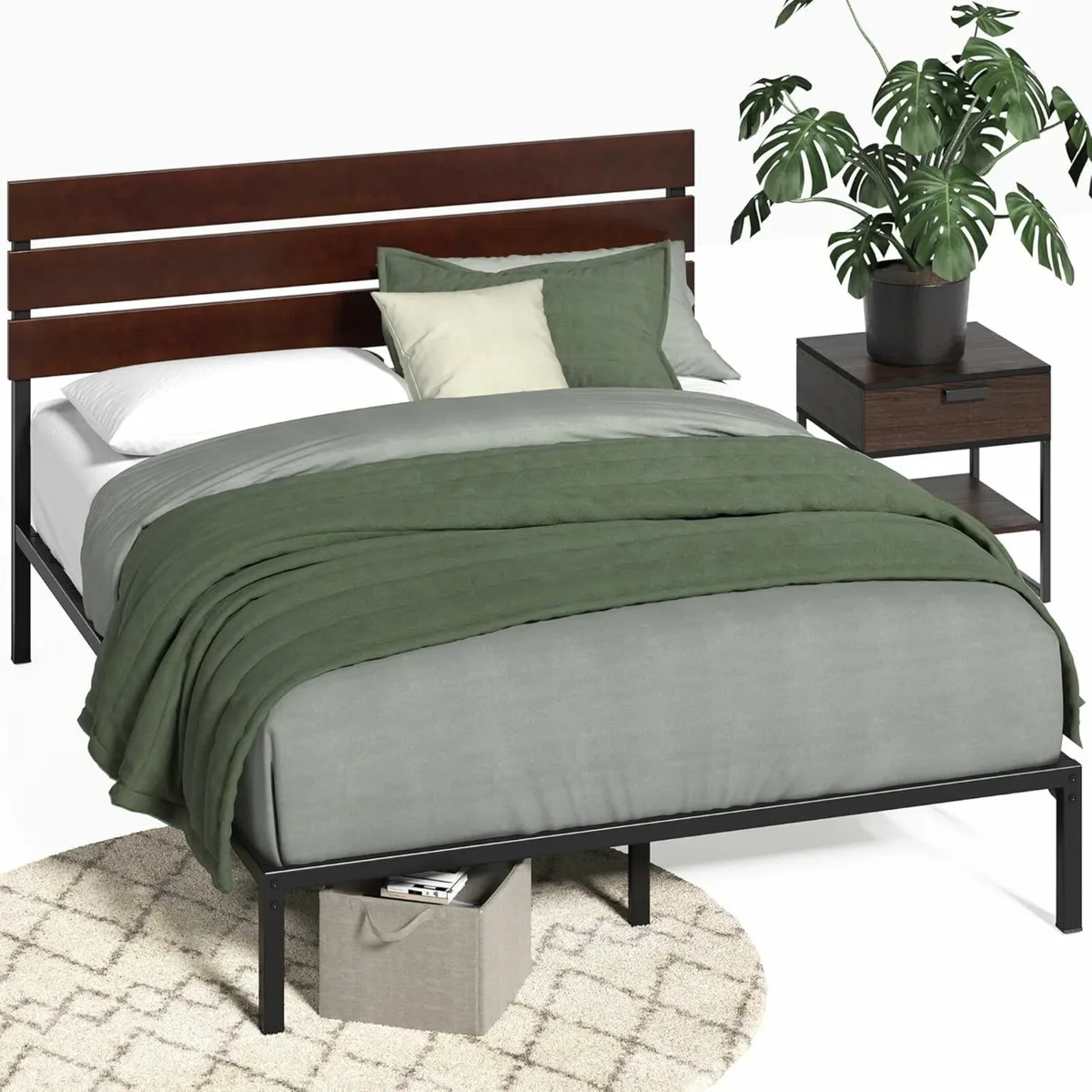 Double Bed frame 135x190 cm Underbed storage - Image 2