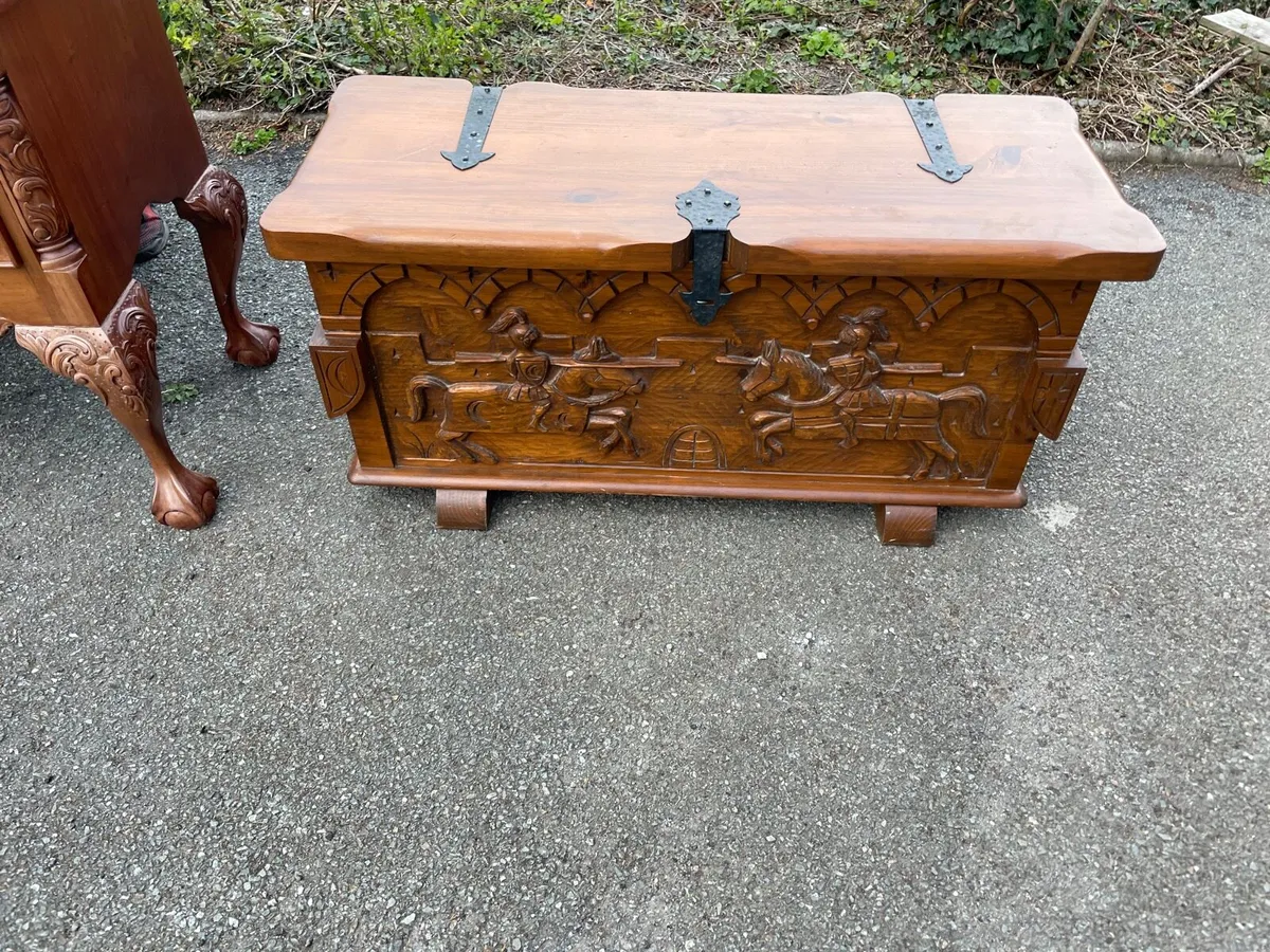 Antique furniture set chest , mirror , box - Image 2