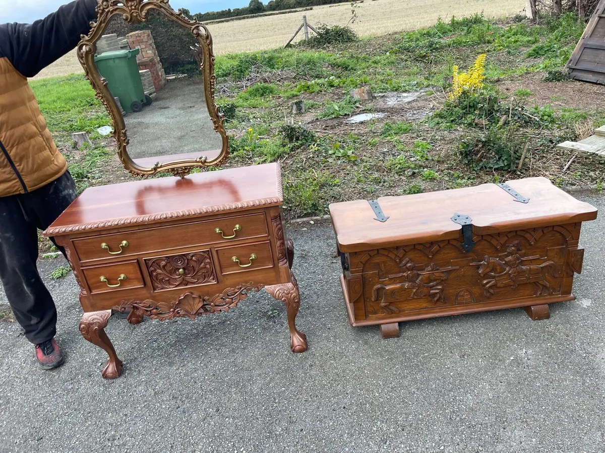 Antique furniture set chest , mirror , box - Image 4