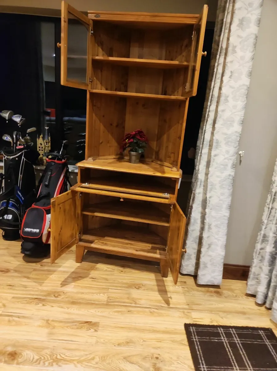 corner dresser for tv and display unit pine wood f - Image 2
