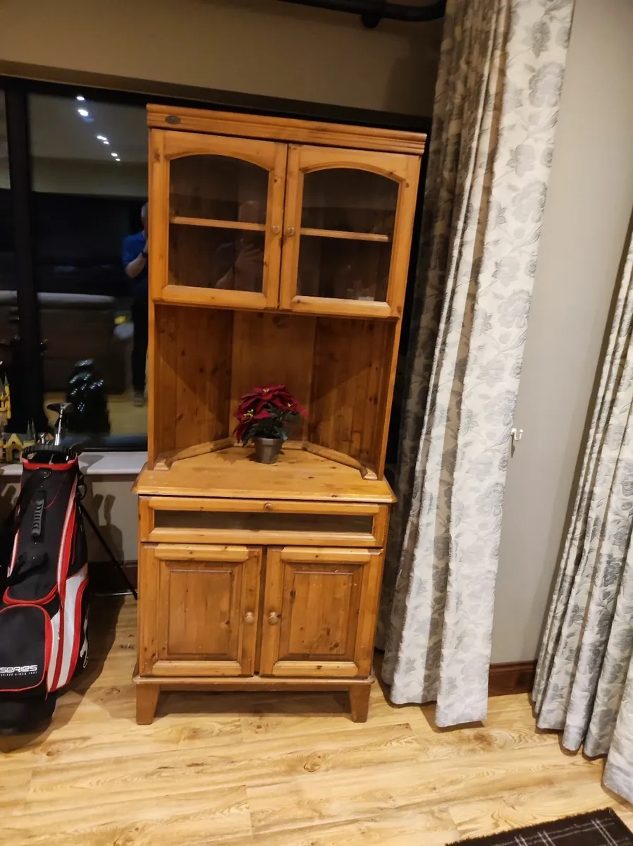 corner dresser for tv and display unit pine wood f - Image 3