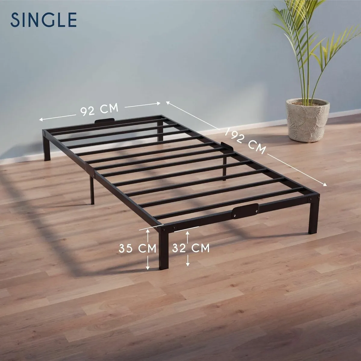 Metal Single Bed Frame 90x190 Storage 35cm - Image 2