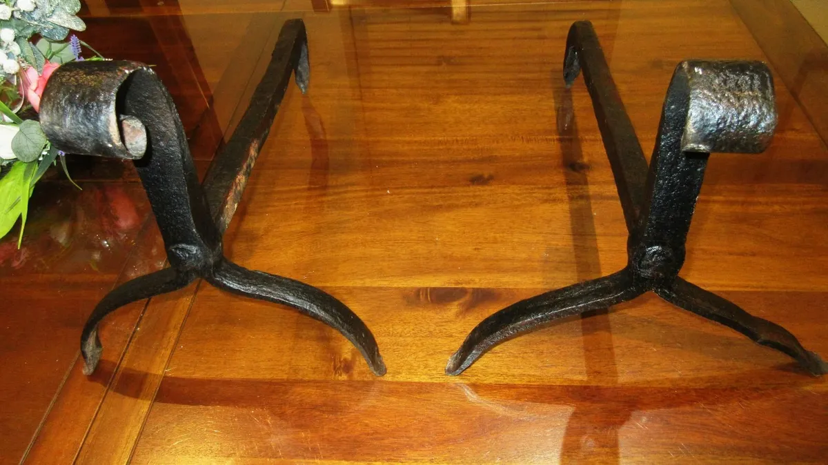 antique vintage cast iron fire log holder wood - Image 2