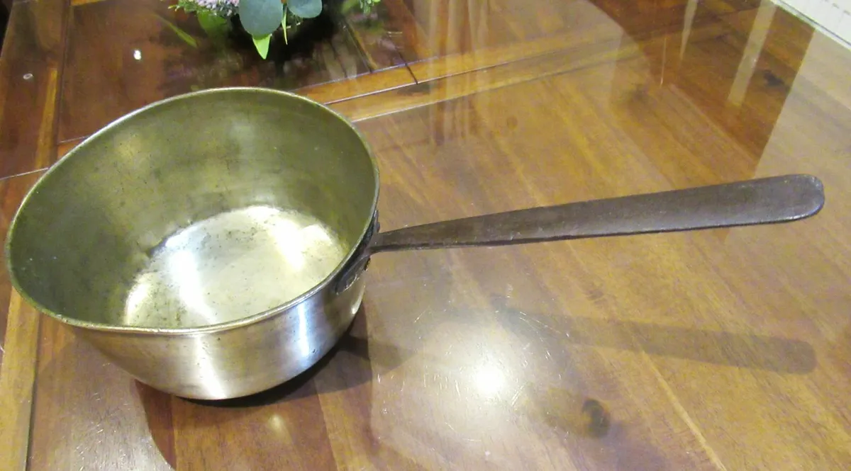 antique vintage brass saucepan cottage kitchen - Image 2
