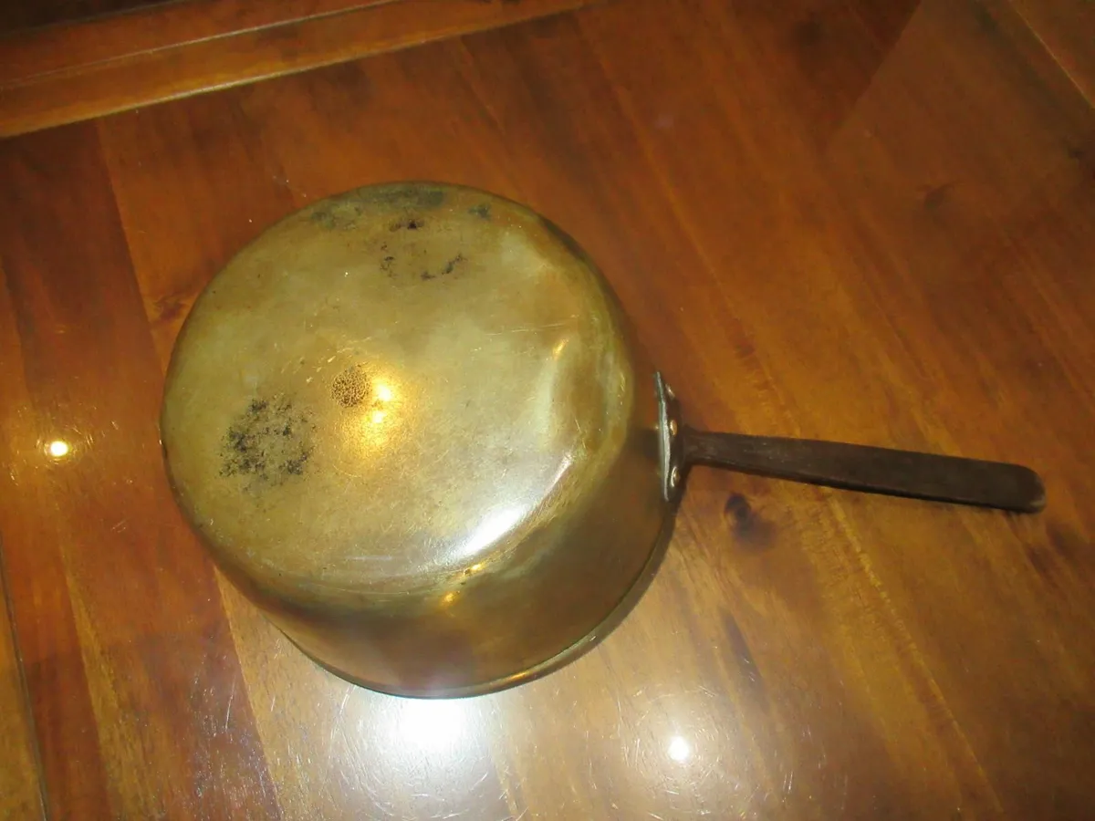 antique vintage brass saucepan cottage kitchen - Image 4