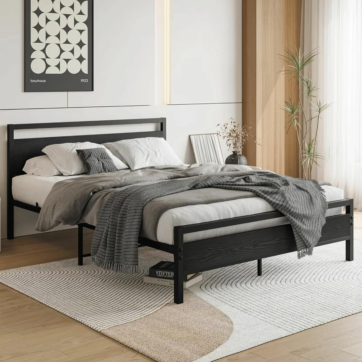 King Size Bed Frame Wooden Headboard 150x200 cm - Image 3
