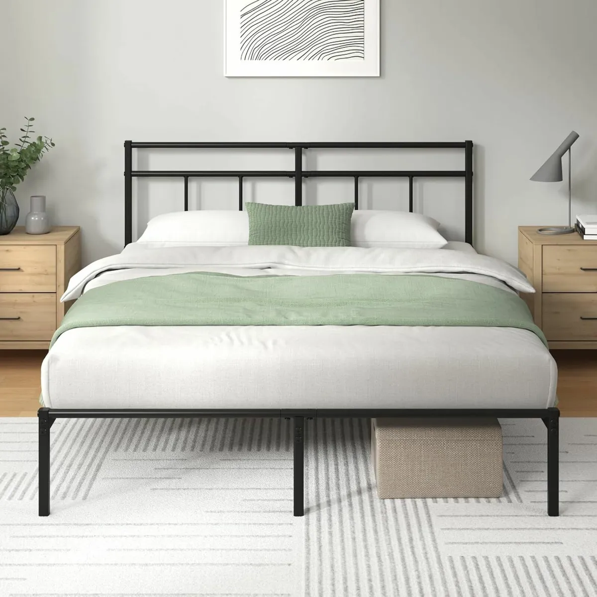 Double Bed Frame 190x135 cm Easy Assembly Black - Image 1