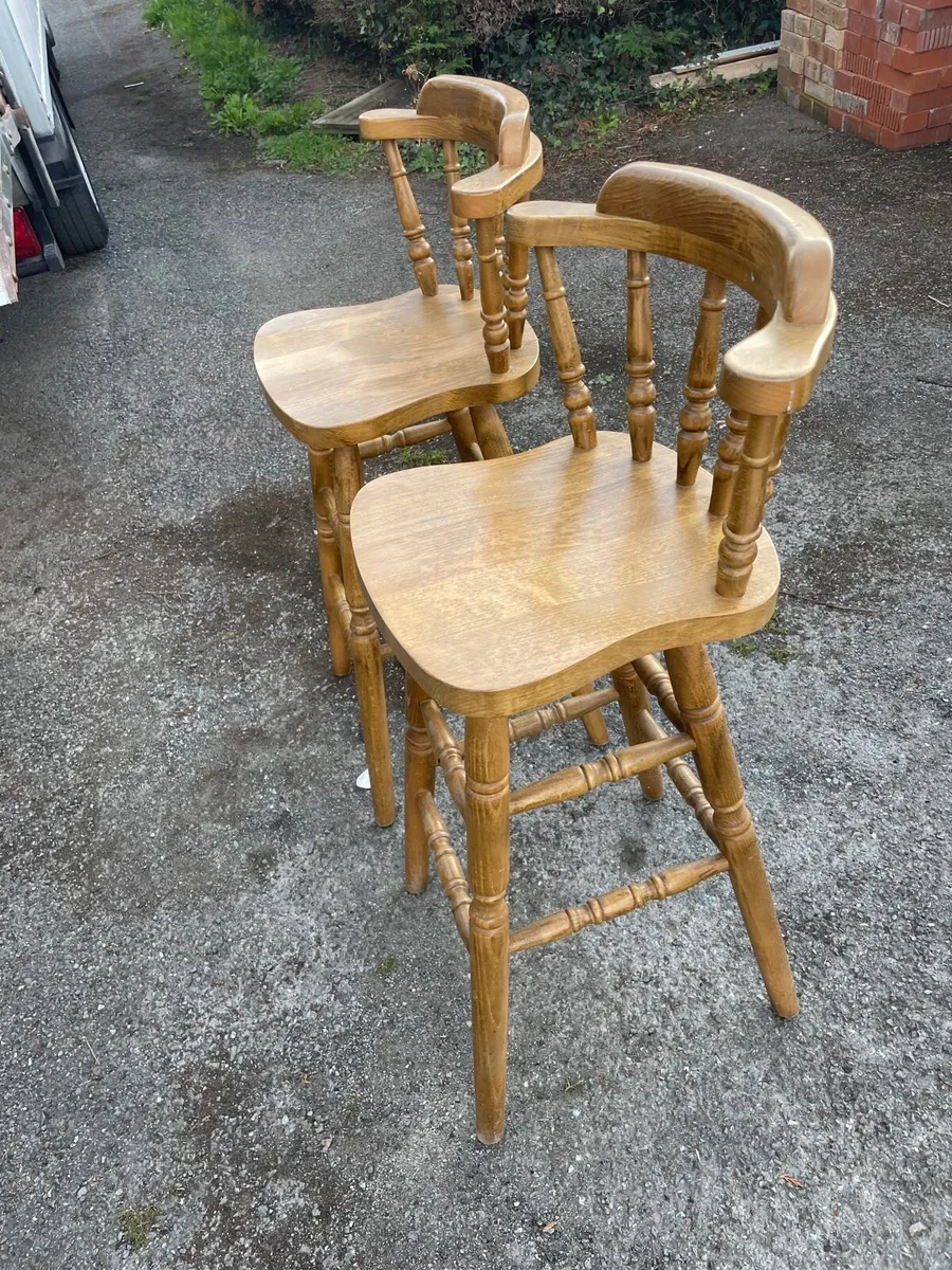 2 wooden bar stools - Image 4