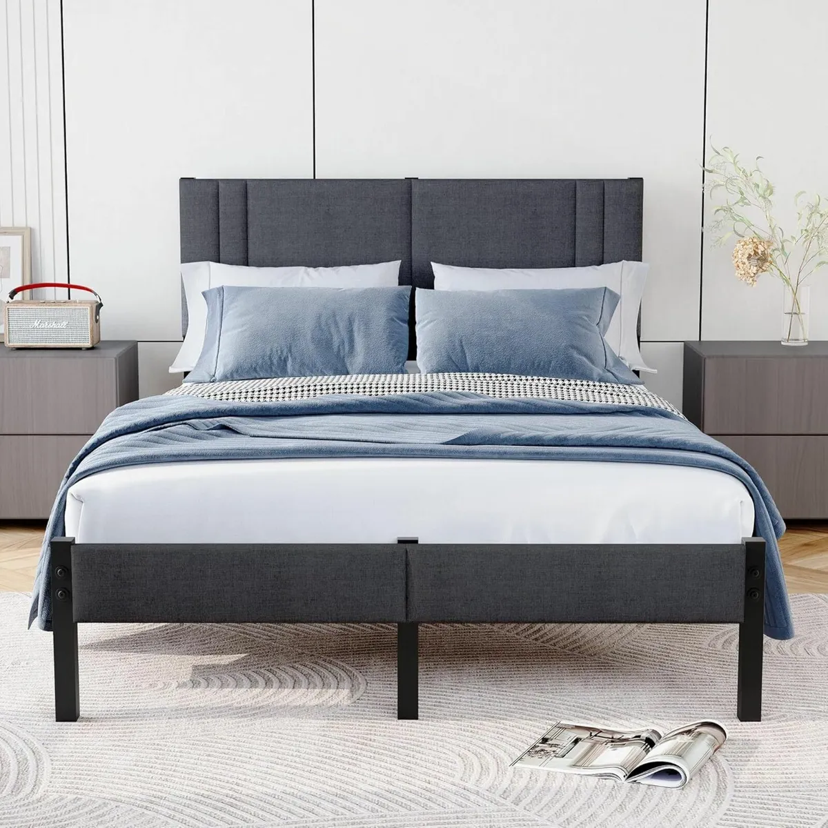 King Size Bed Frame Upholstered Headboard150×200cm - Image 1