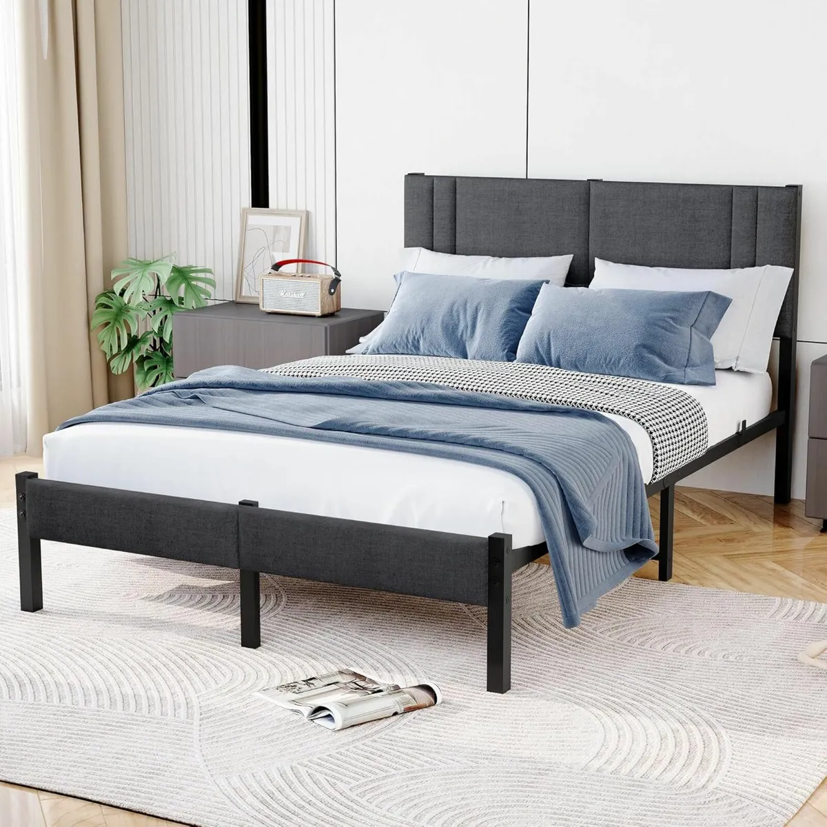 King Size Bed Frame Upholstered Headboard150×200cm - Image 2
