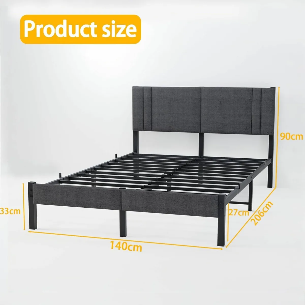 King Size Bed Frame Upholstered Headboard150×200cm - Image 3