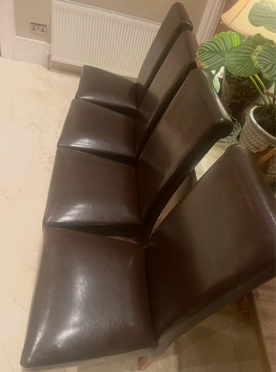 4 x Stunning Brown Leather Kitchen Dining Chairs - Image 2