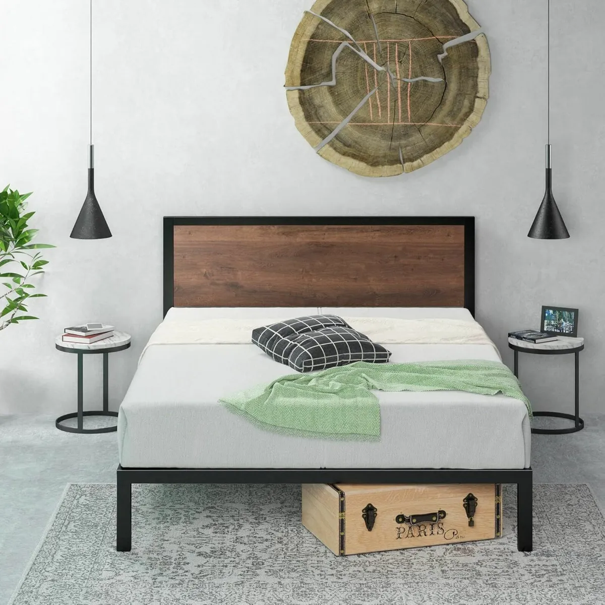 Single Bed frame 90x190 cm Wood Platform Brown - Image 1