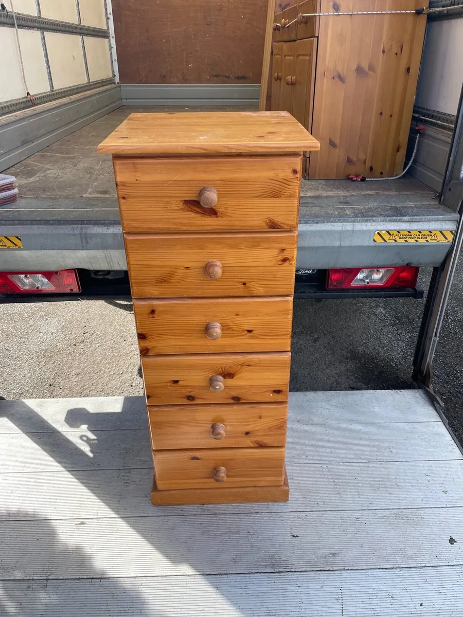 Heavy solid wooden tall boy chest - Image 1