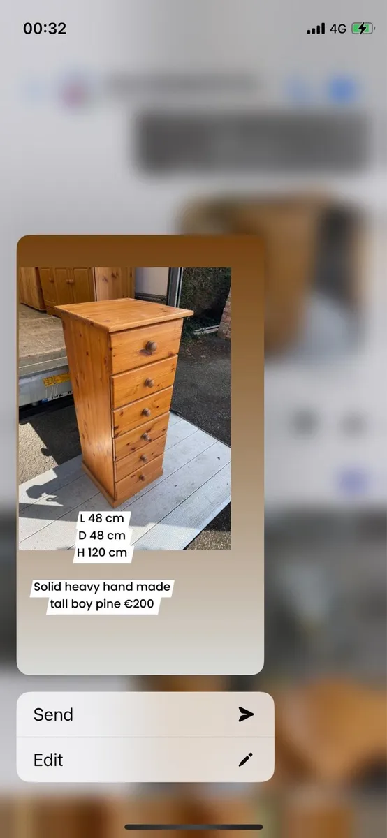 Heavy solid wooden tall boy chest - Image 2