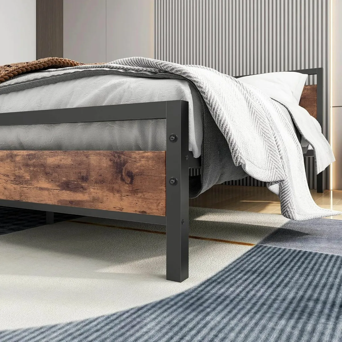 King Size Bed Frame Wood Headboard 150 x 200 cm - Image 2