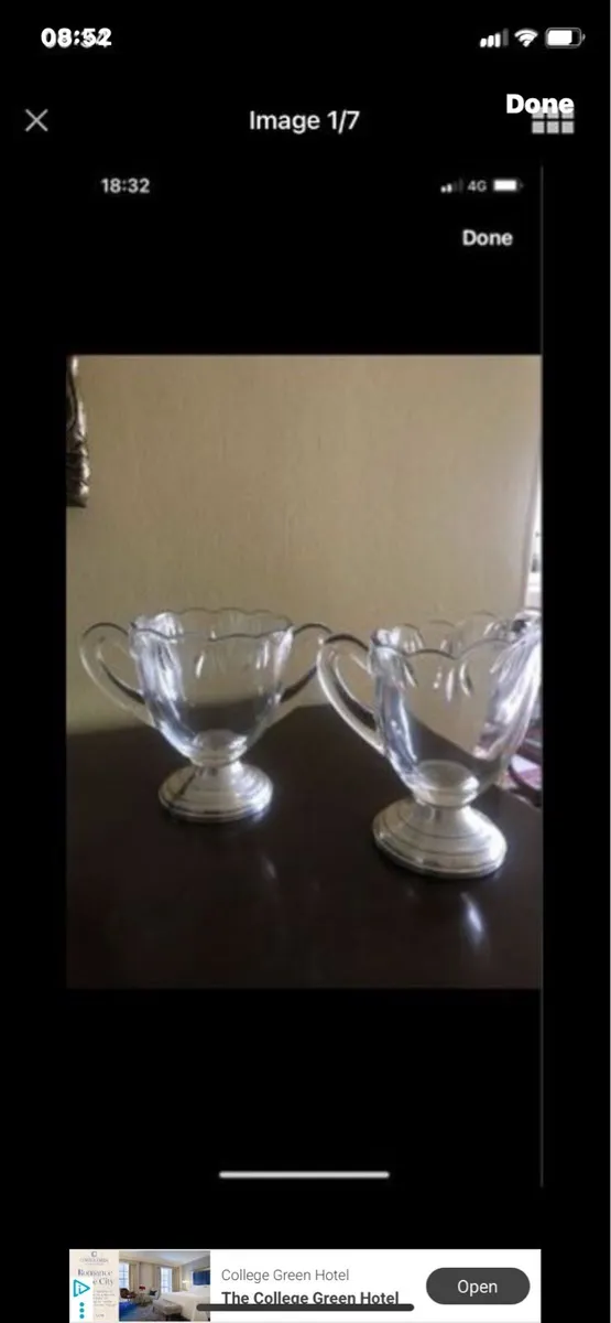Antique Silver Footed Milk & Sugar Bowls - Image 1