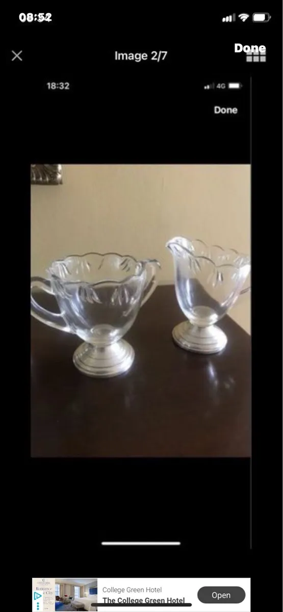 Antique Silver Footed Milk & Sugar Bowls - Image 2