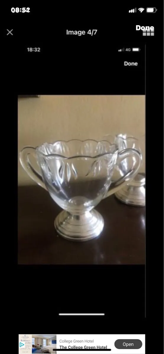 Antique Silver Footed Milk & Sugar Bowls - Image 4