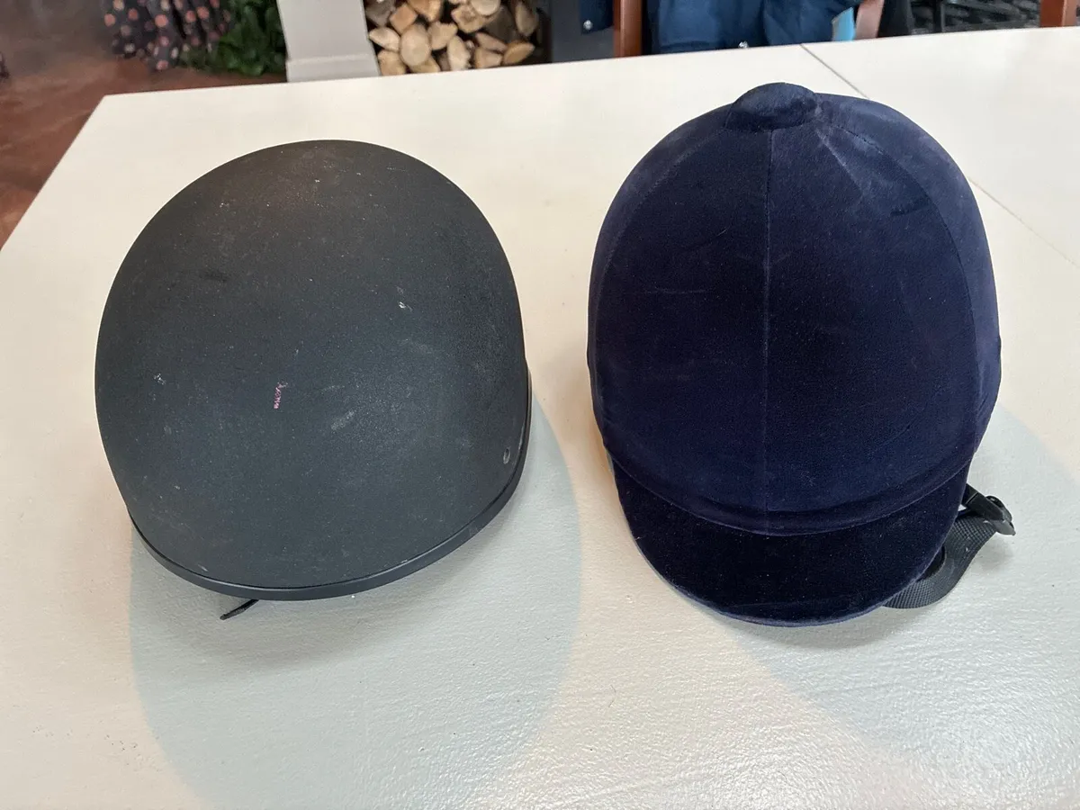 Velvet Riding Hat and Skull Helmet - Image 1