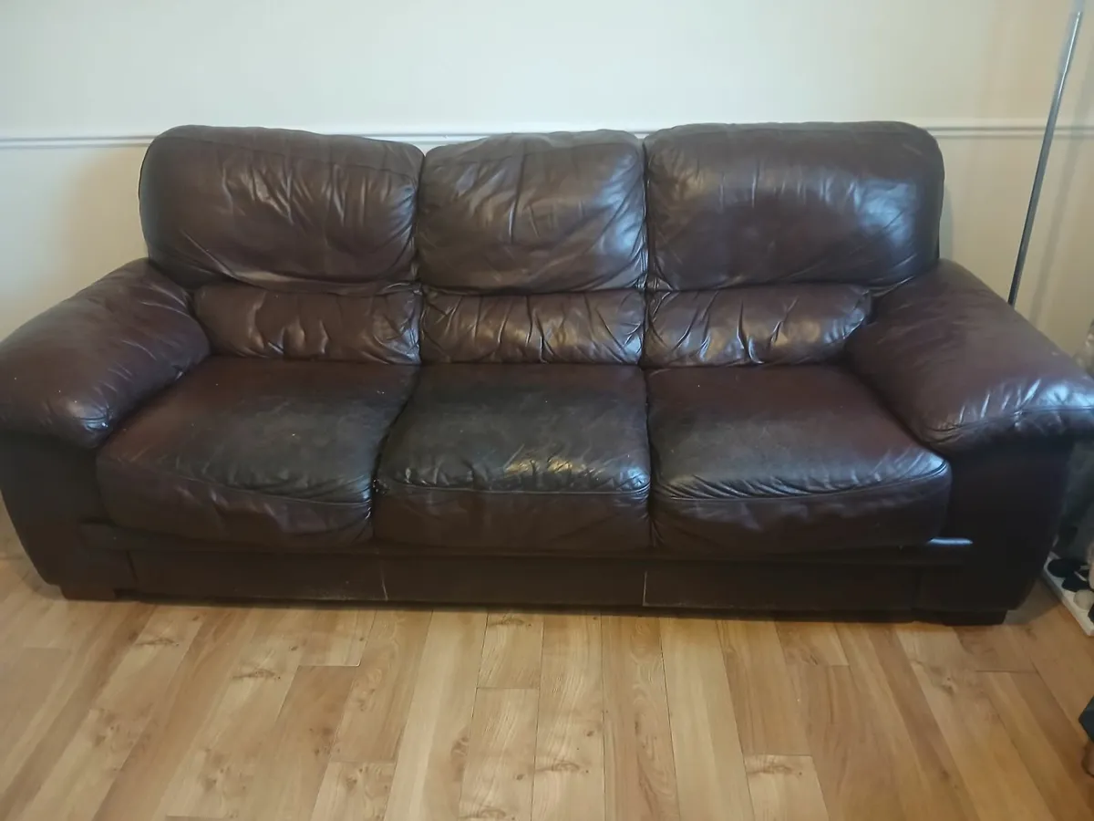 Brown italian Leather 3 piece suite - Image 2