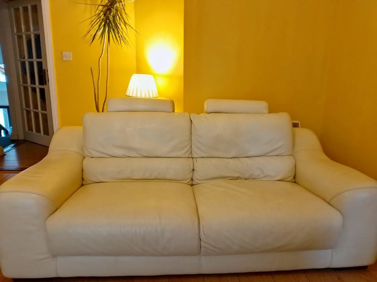 White leather sofa - Image 1