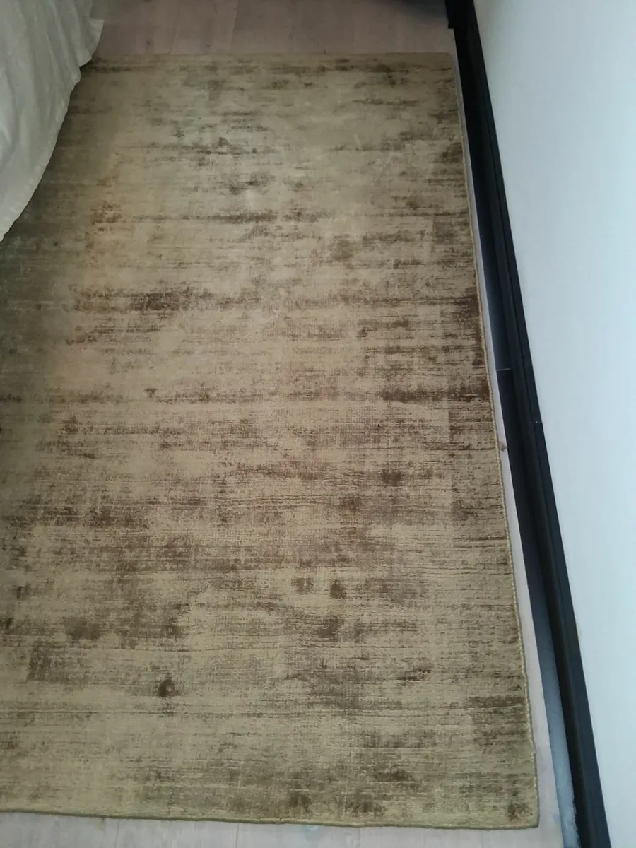 Olive Viscose Rug for Sale - Image 1