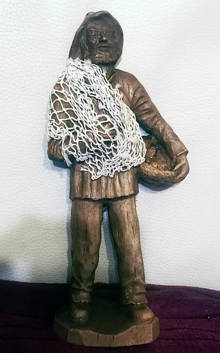Irishman Wooden statue of a fisherman nets fishing - Image 3