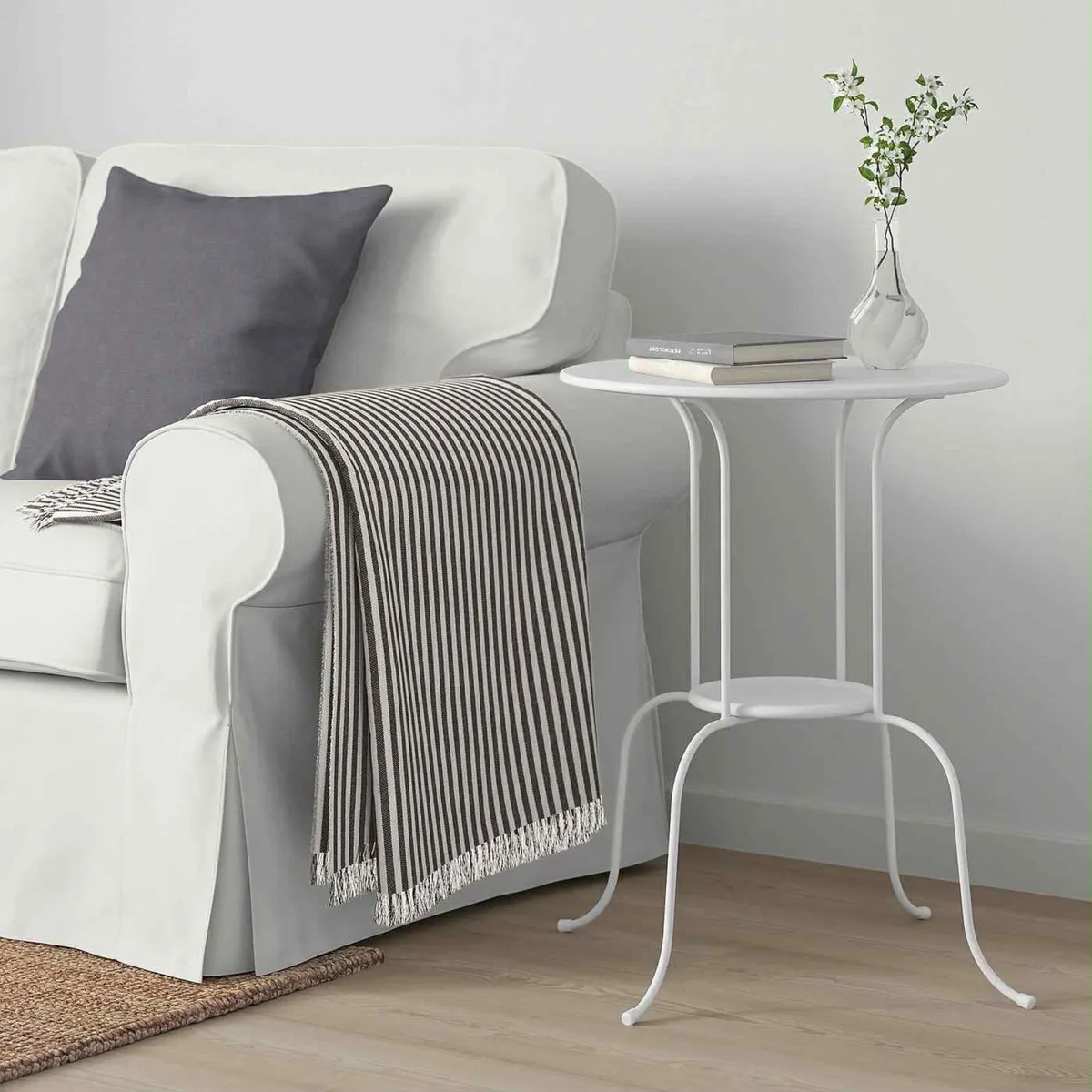 New white metal side table - Image 4