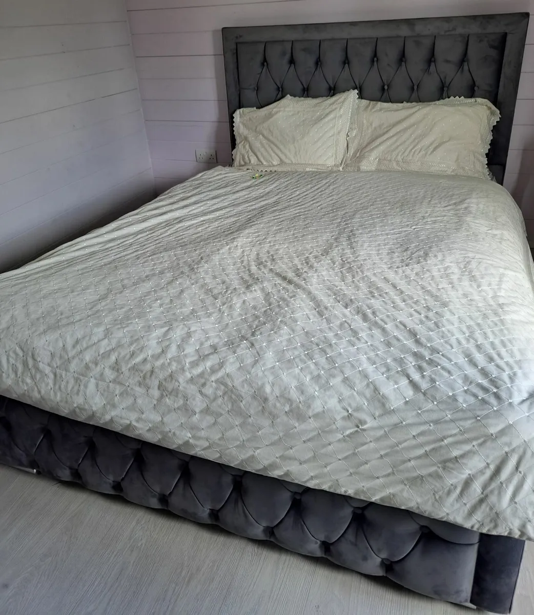 King size bed frame and headboard for sale - Image 2
