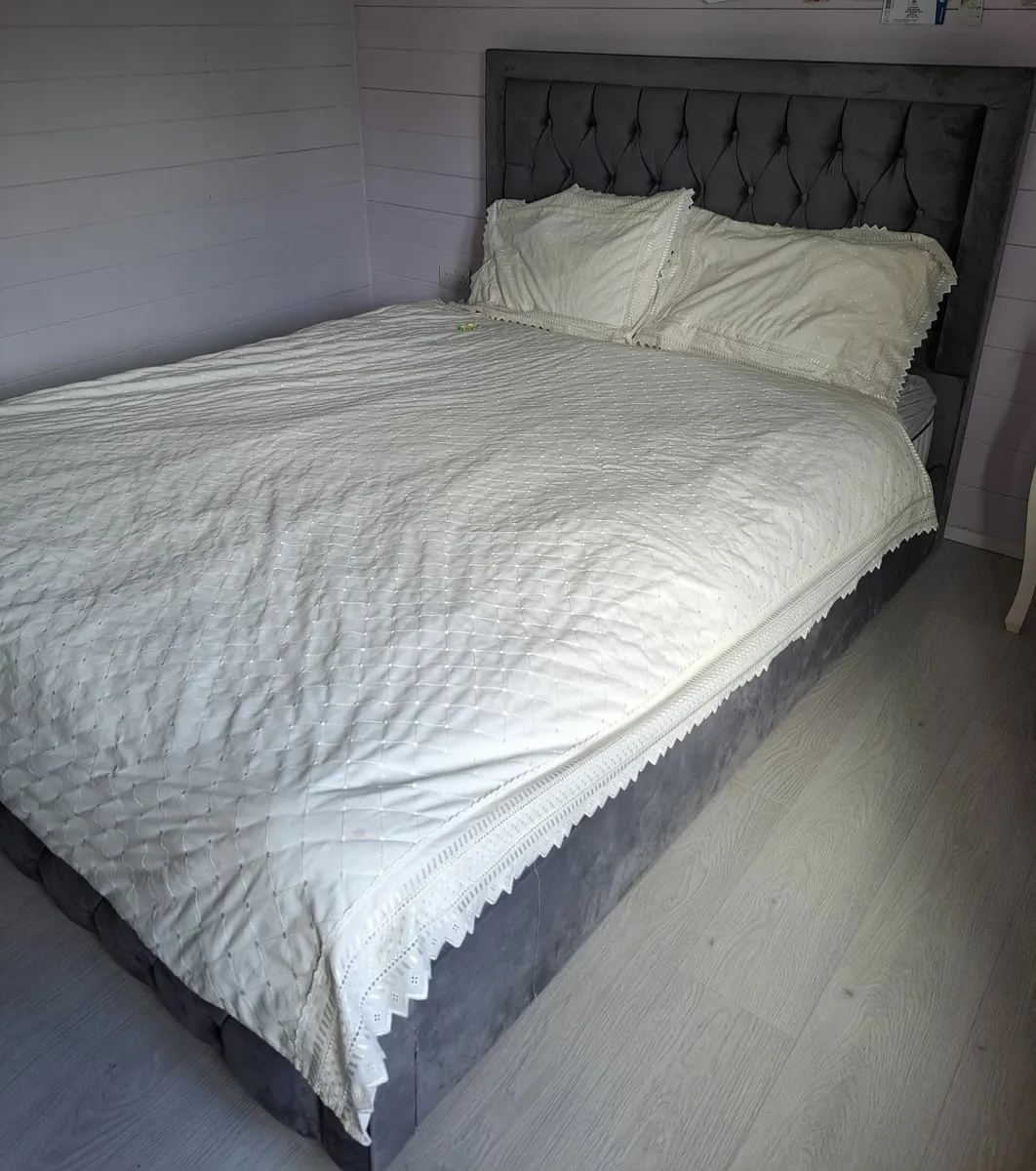 King size bed frame and headboard for sale - Image 1