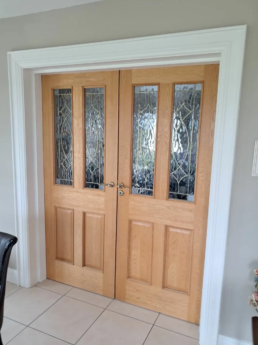 Double Solid Light Oak Wood Doors - Image 1