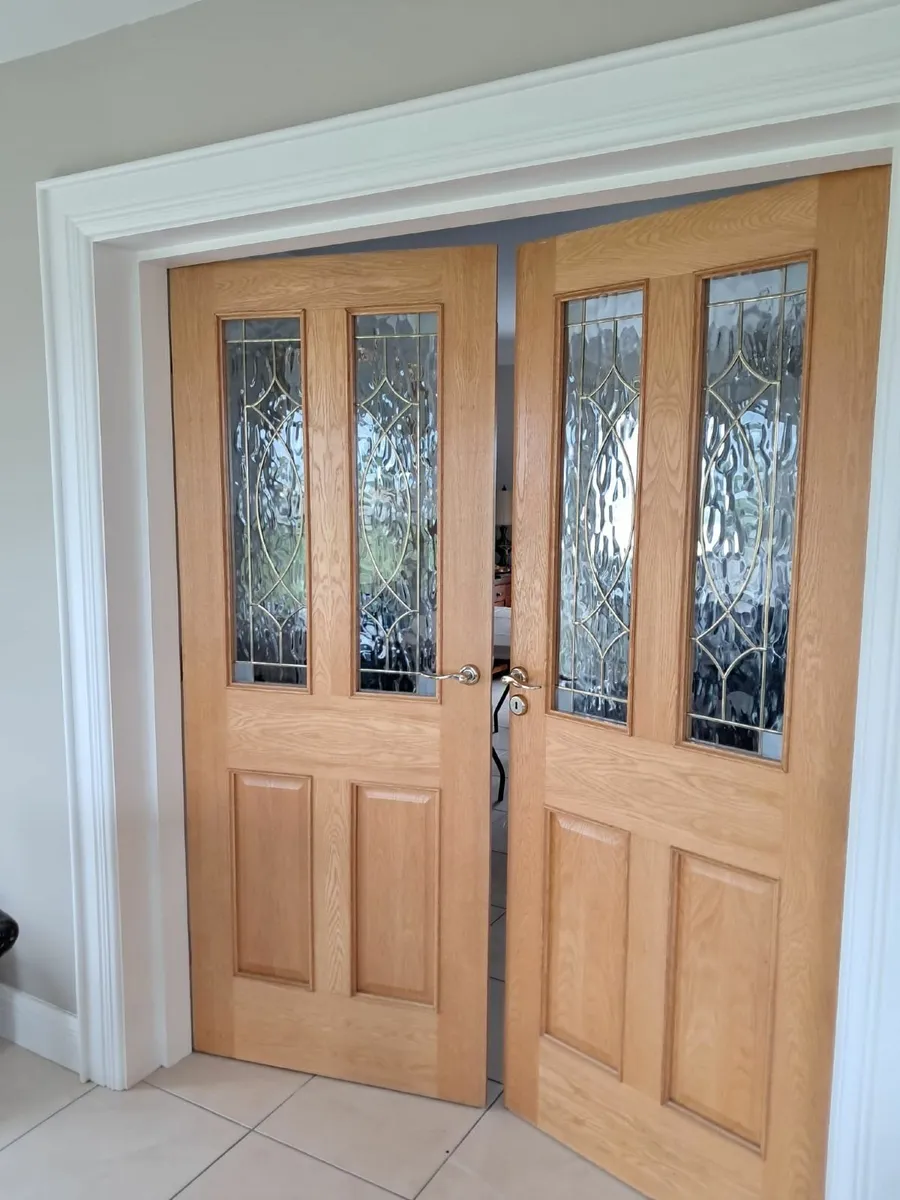 Double Solid Light Oak Wood Doors - Image 2