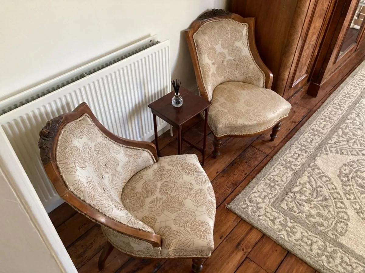 Pair antique small French occasional chairs - Image 4