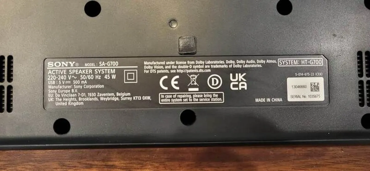 Sony SA G700 Sound Bar - Image 3