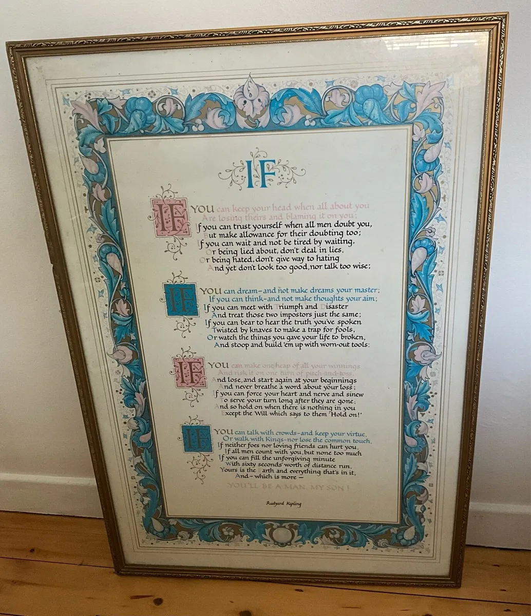 ‘If’ Rudyard Kipling Poem. Calligraphy Style Print - Image 1