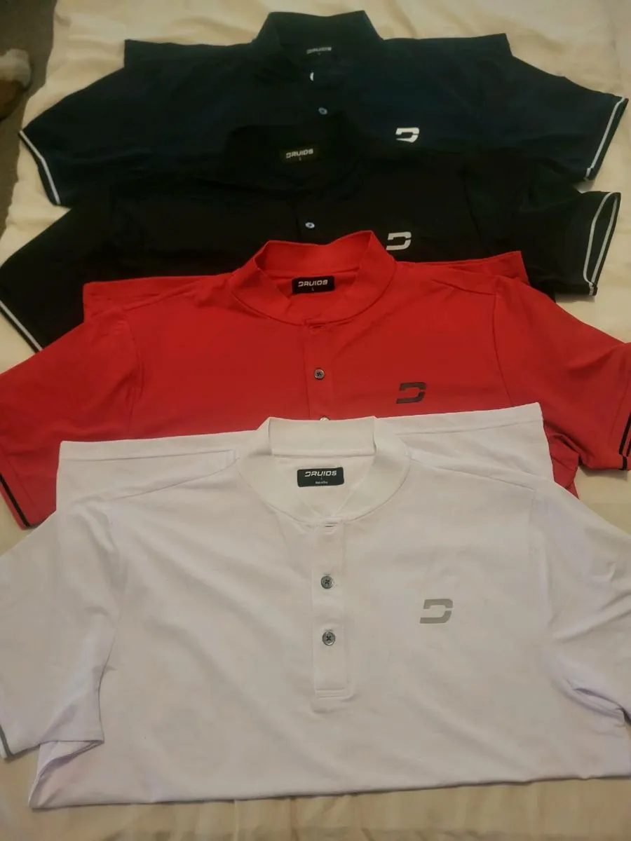 4 Druids golf polo's