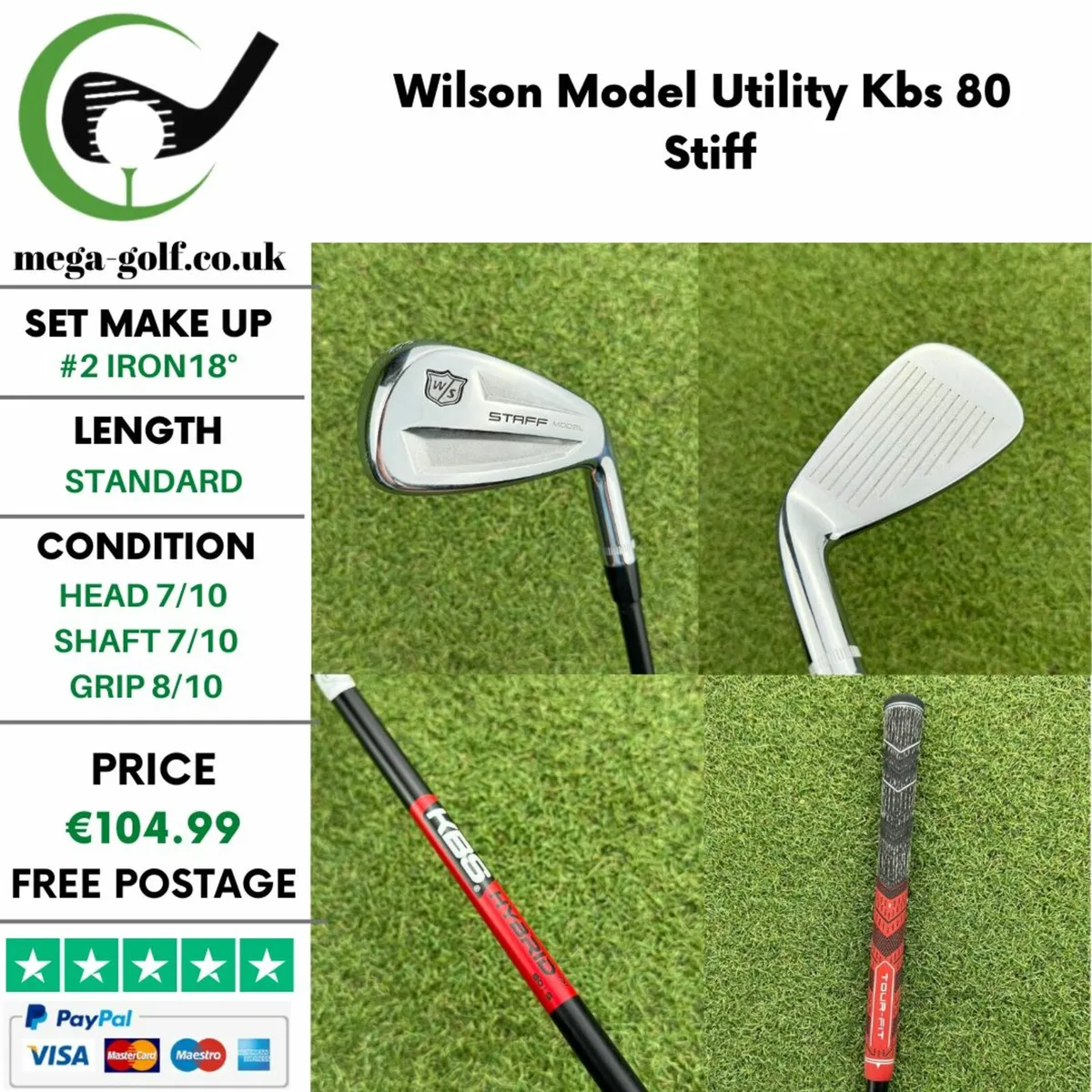 Wilson Model Utility #2 Iron 18° / Kbs 80 Stiff - Image 1