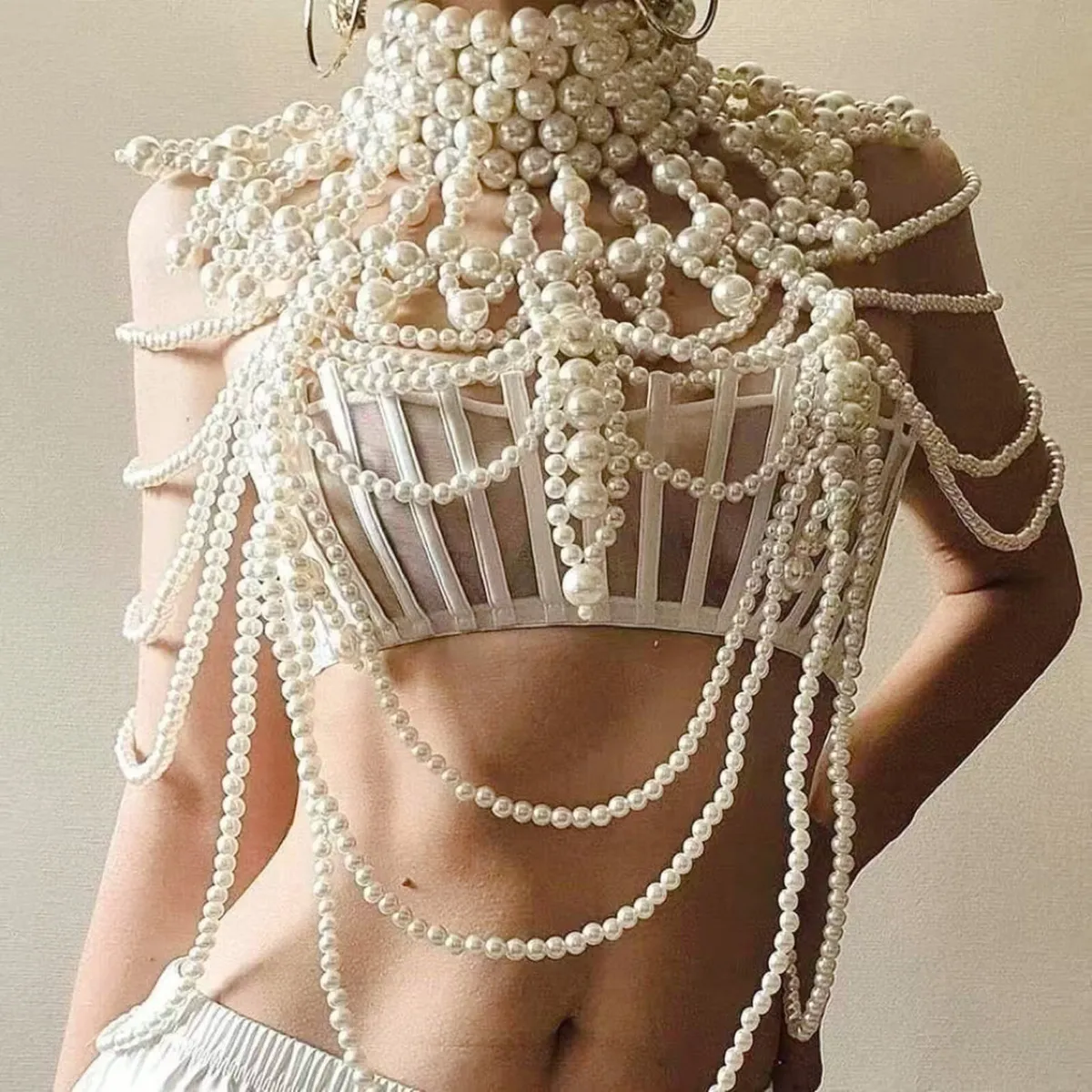 Vintage pearl body chain - Image 1