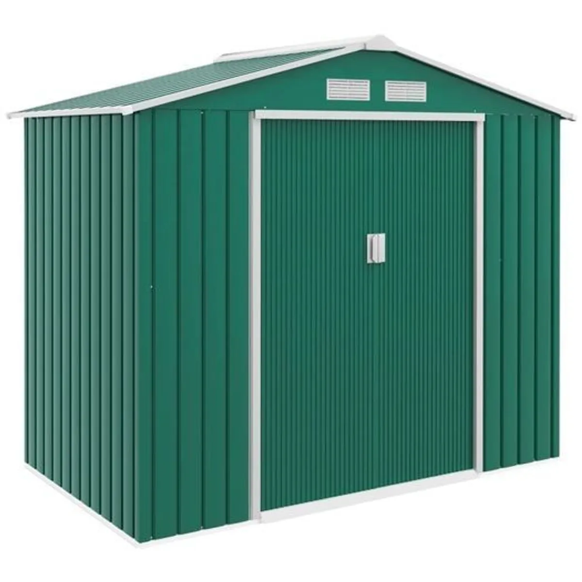 7ft x 4ft Lockable Garden Shed Large Patio Roofed Tool Metal Storage Building Foundation Sheds Box Outdoor Furniture, Green - Image 2
