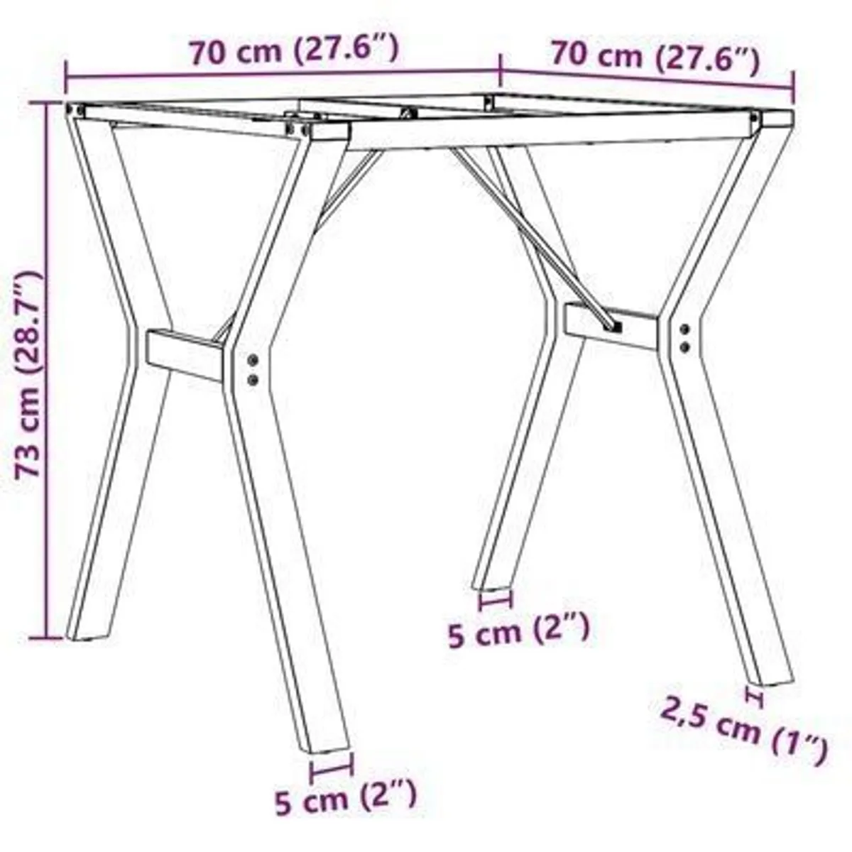 Dining Table Legs Y-Frame 70x70x73 cm Cast Iron - Image 1