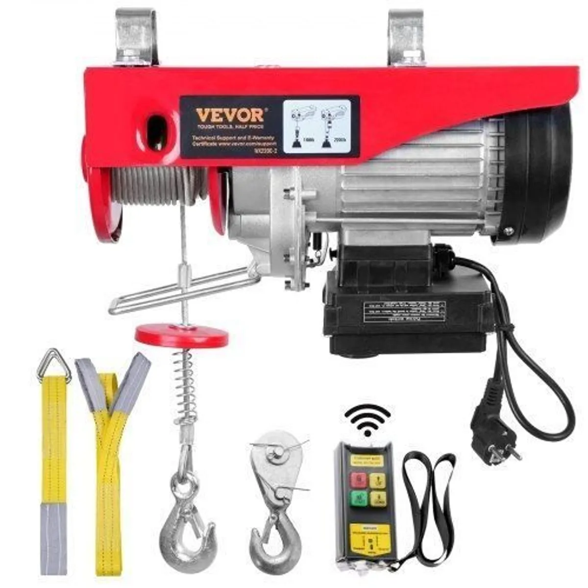Electric Hoist, 2200 lbs Lifting Capacity, 1600W 220V Electric Steel Wire Winch with Wireless Remote Control, 40ft Single Cable - Image 2