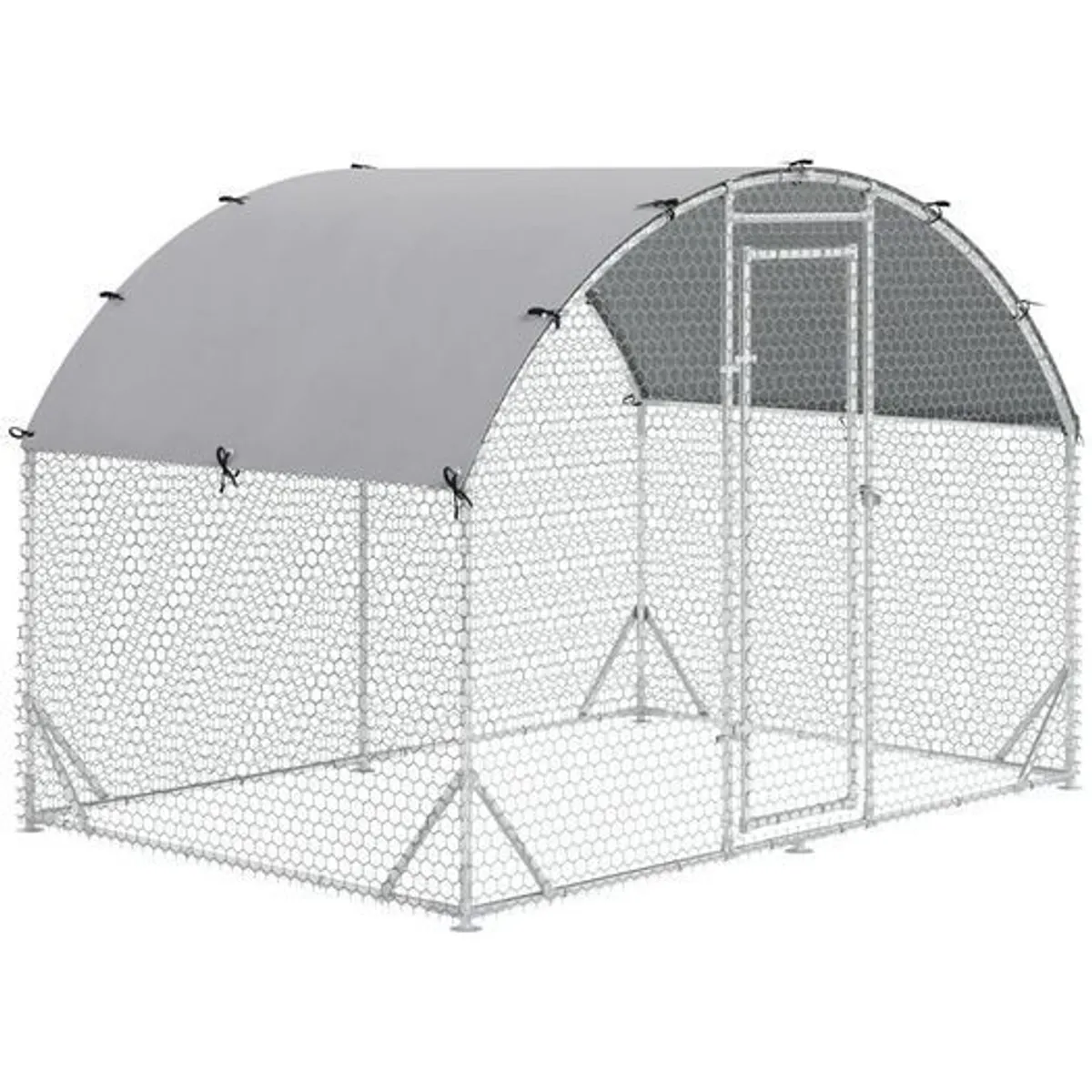 Walk In Chicken Run Galvanised Chicken Coop Hen Poultry House Cage Rabbit Hutch Pet Playpen Garden with Water-Resist Cover, 2.8 x 1.9 x 2m - Image 2