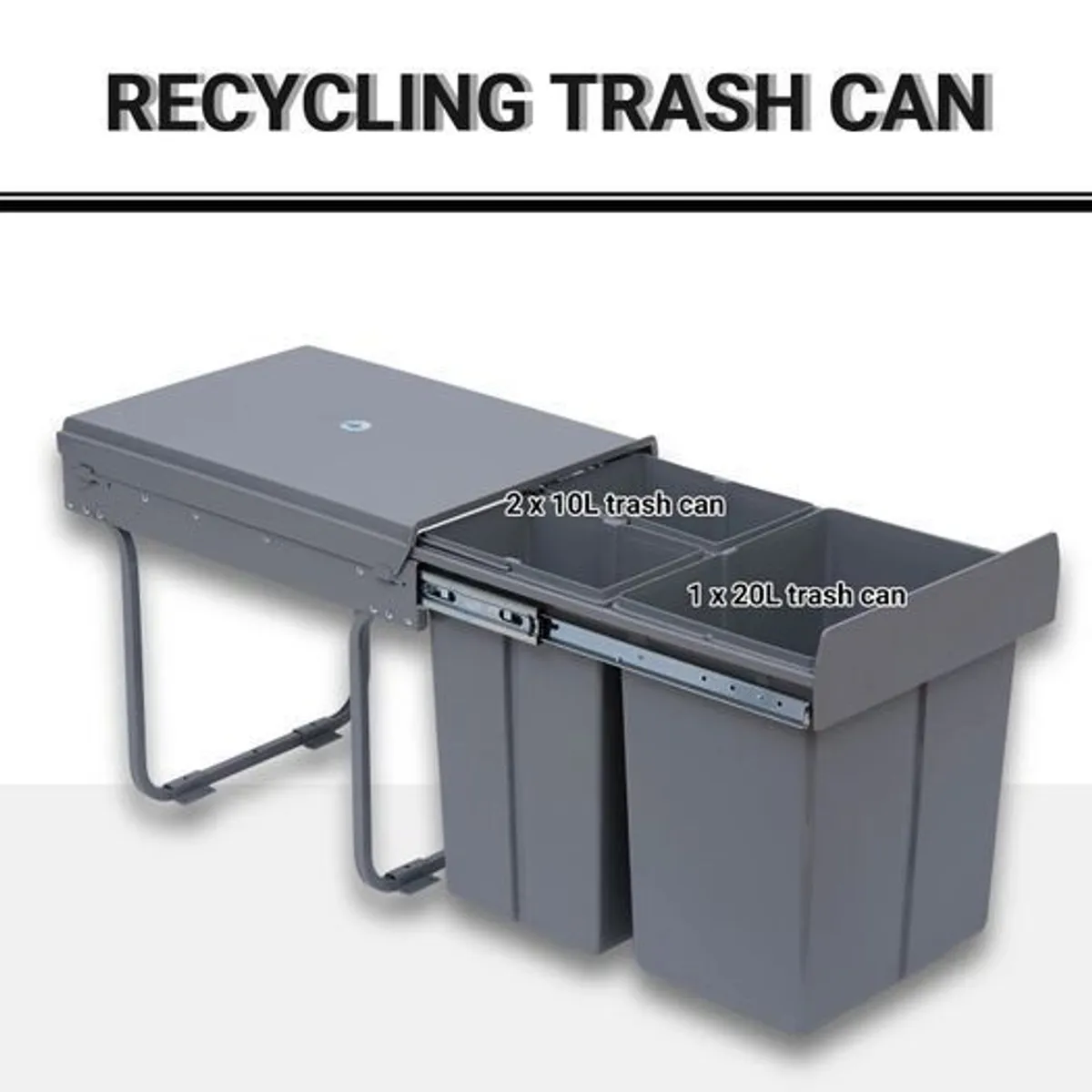 Kitchen Recycle Waste Bin 48x34.2x41.8 cm-Grey - Image 1