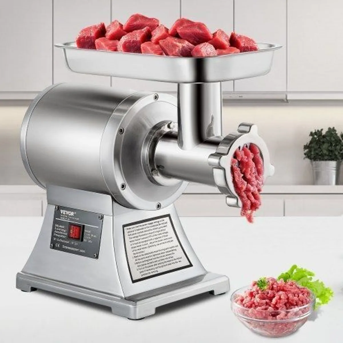 8500W Commercial Stainless Steel 450lbs Meat Grinder Cutter Blade Plate Sausage Stuffer - Image 1