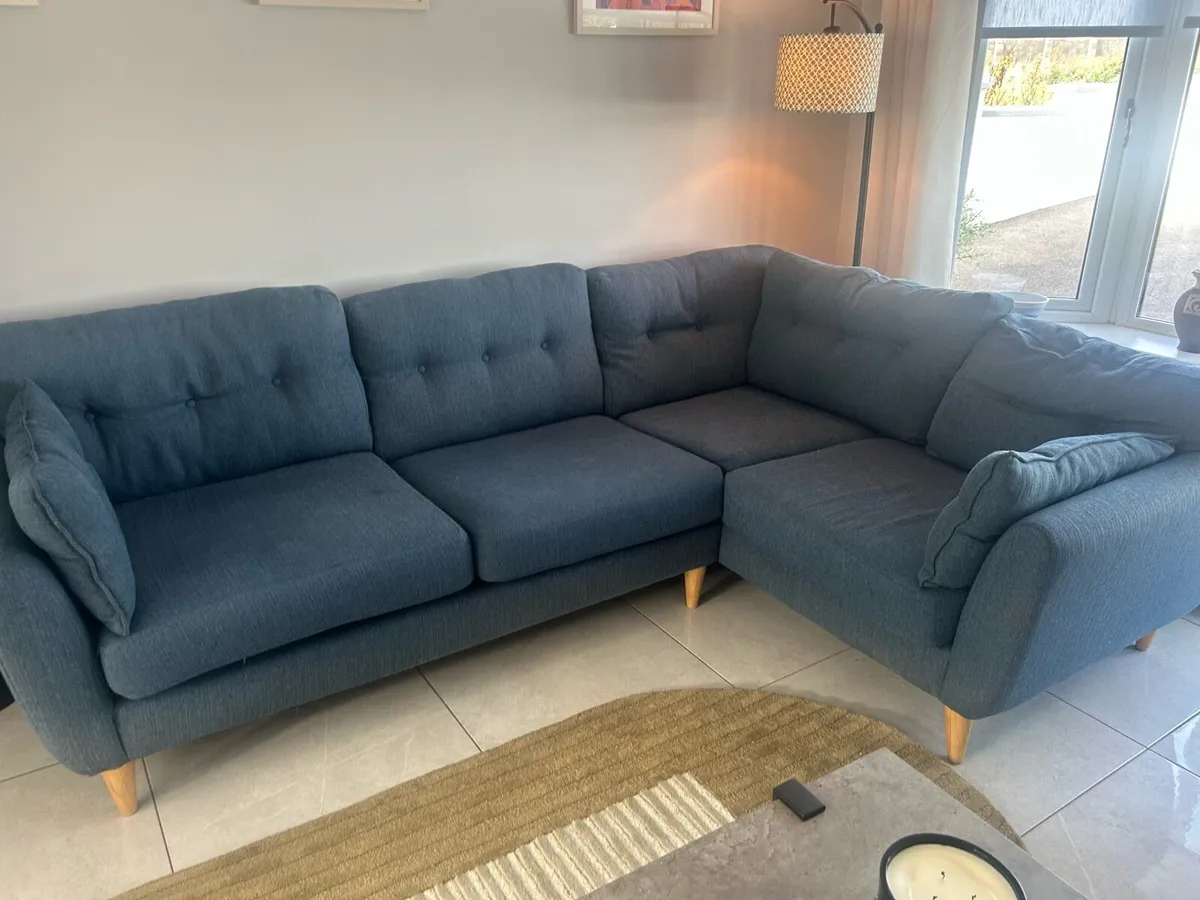 Right Hand Facing Dark Blue Corner Sofa - Image 1