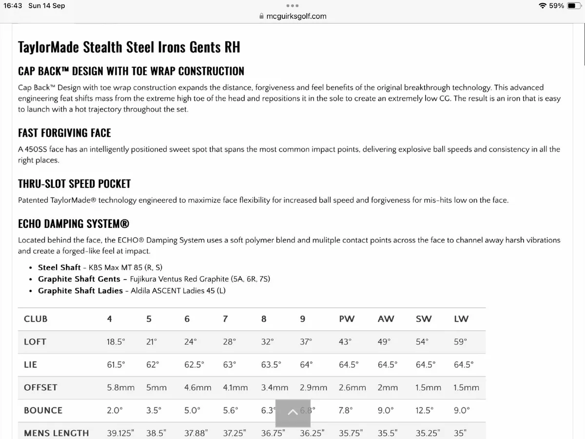 STEALTH Irons (5-SW) 7 Clubs - Image 3