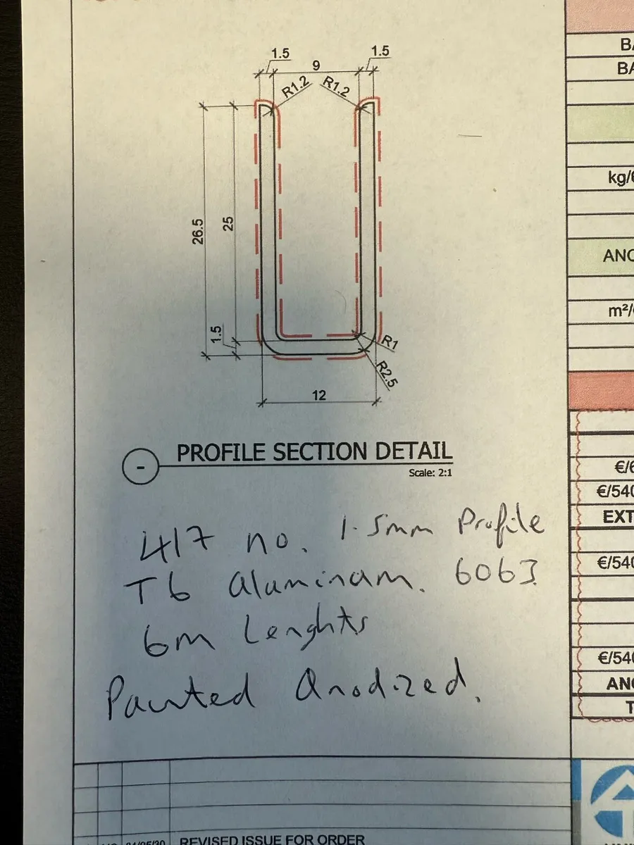 12mmx26.5mm Aluminium U Channel anodised - Image 2